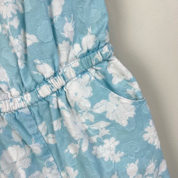 Janie and Jack Floral Jacquard Jumpsuit Sky Blue Floral 12-18 Months - Picture 3 of 7